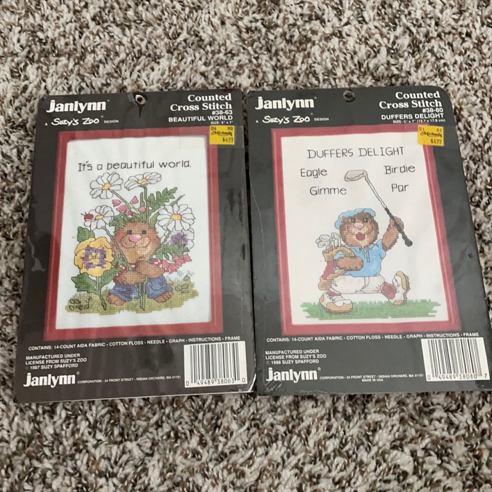 Lot of 2 vintage Suzy’s Zoo cross stitch kits